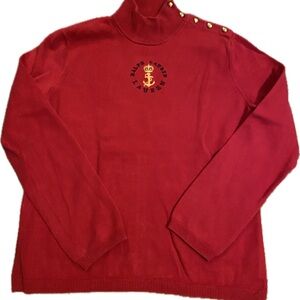 Vintage Ralph Lauren Red Old Money Buttoned Turtleneck